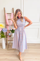 Bennie Plaid Smocked Midi Dress - Be You Boutique