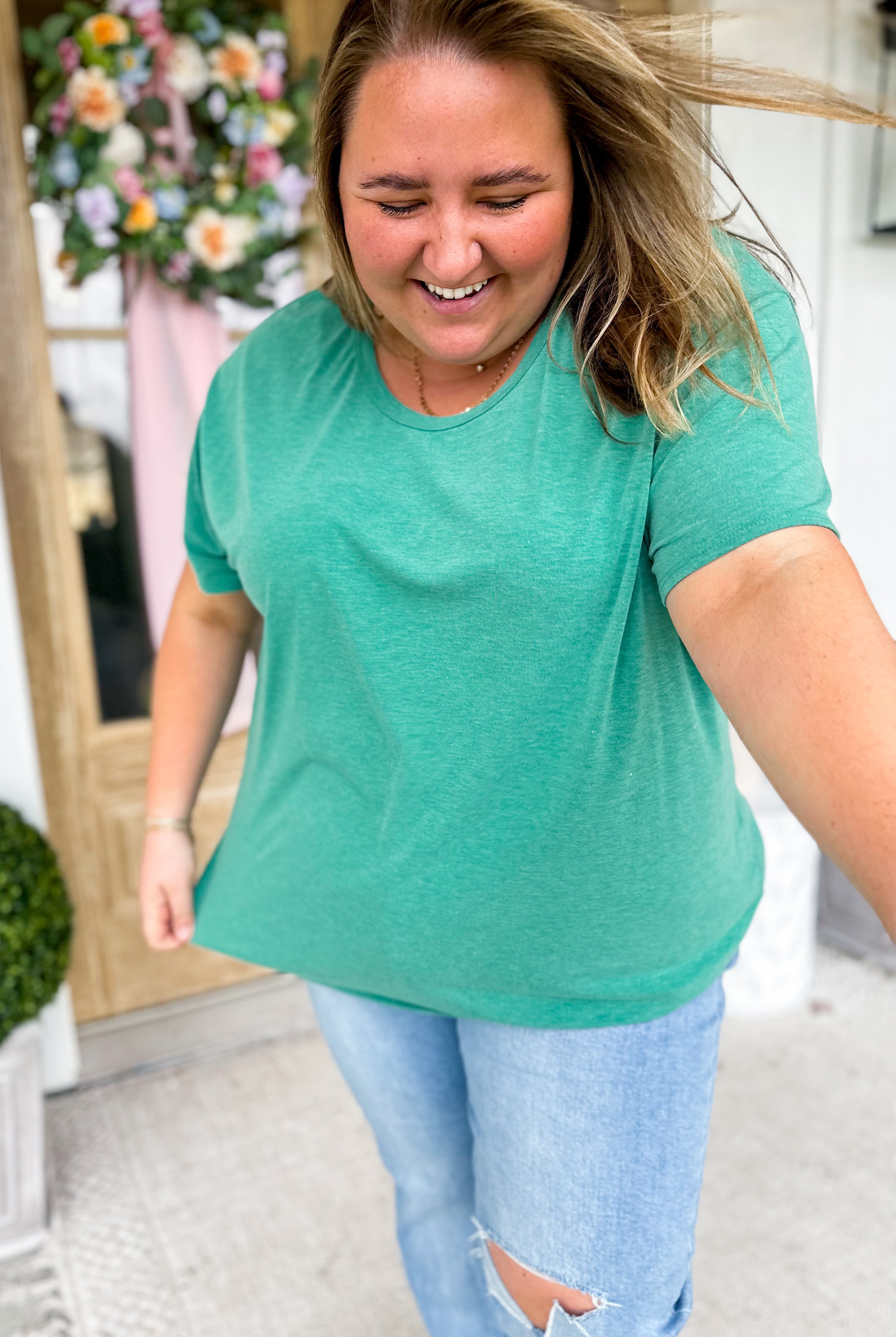Chris Easy Wear Round Neck Short Sleeve Top - Be You Boutique