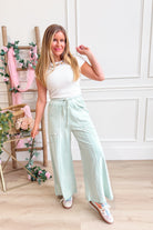 Luke Monkey Washed Terry Knit Wide Leg Pants - Be You Boutique