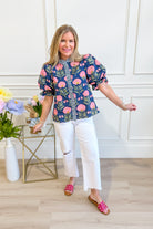 Janie Floral Contrasted Printed Top - Be You Boutique