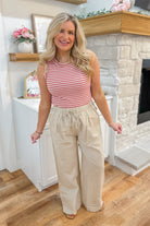 Winifred High Waisted Wide Leg Drawstring Waist Pants - Be You Boutique
