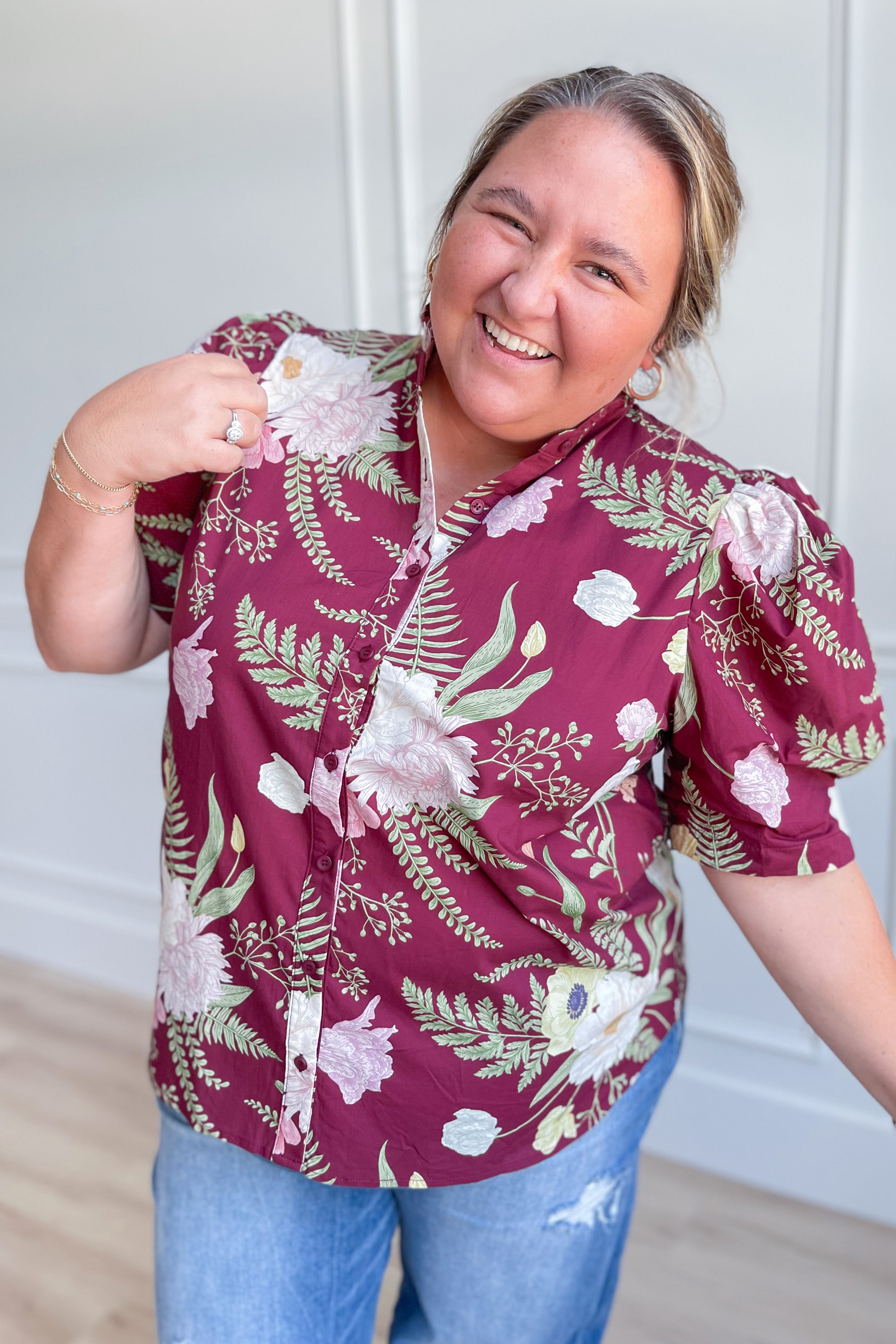 Sandra Floral Puff Sleeve Top - Be You Boutique