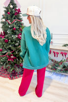 Ginger corduroy patch mock neck sweatshirt from PEACH LOVE's 137 Graphic Sweatshirts collection, featuring a cozy, textured design.