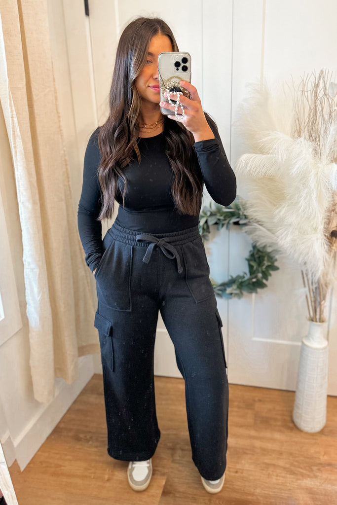 Risen Cozy Comfy High Rise Cargo Pocket Wide Leg Pants - Be You Boutique