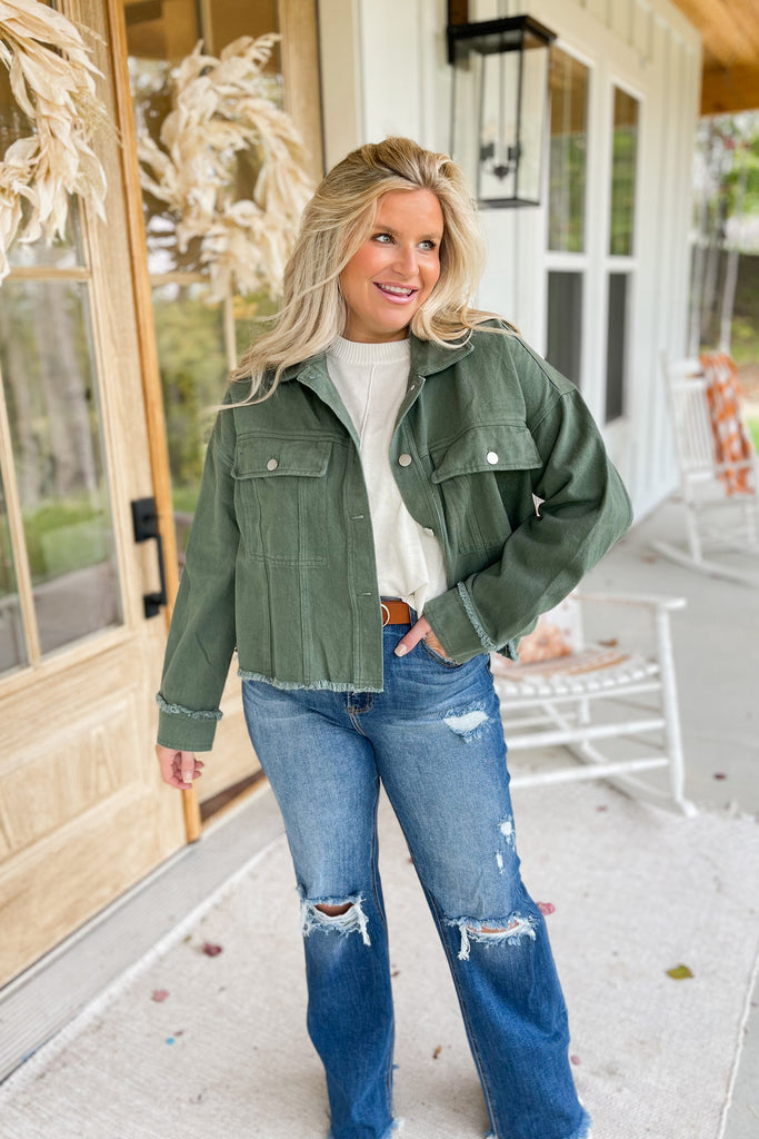 Ollie Denim Button Down Collared Jacket - Be You Boutique