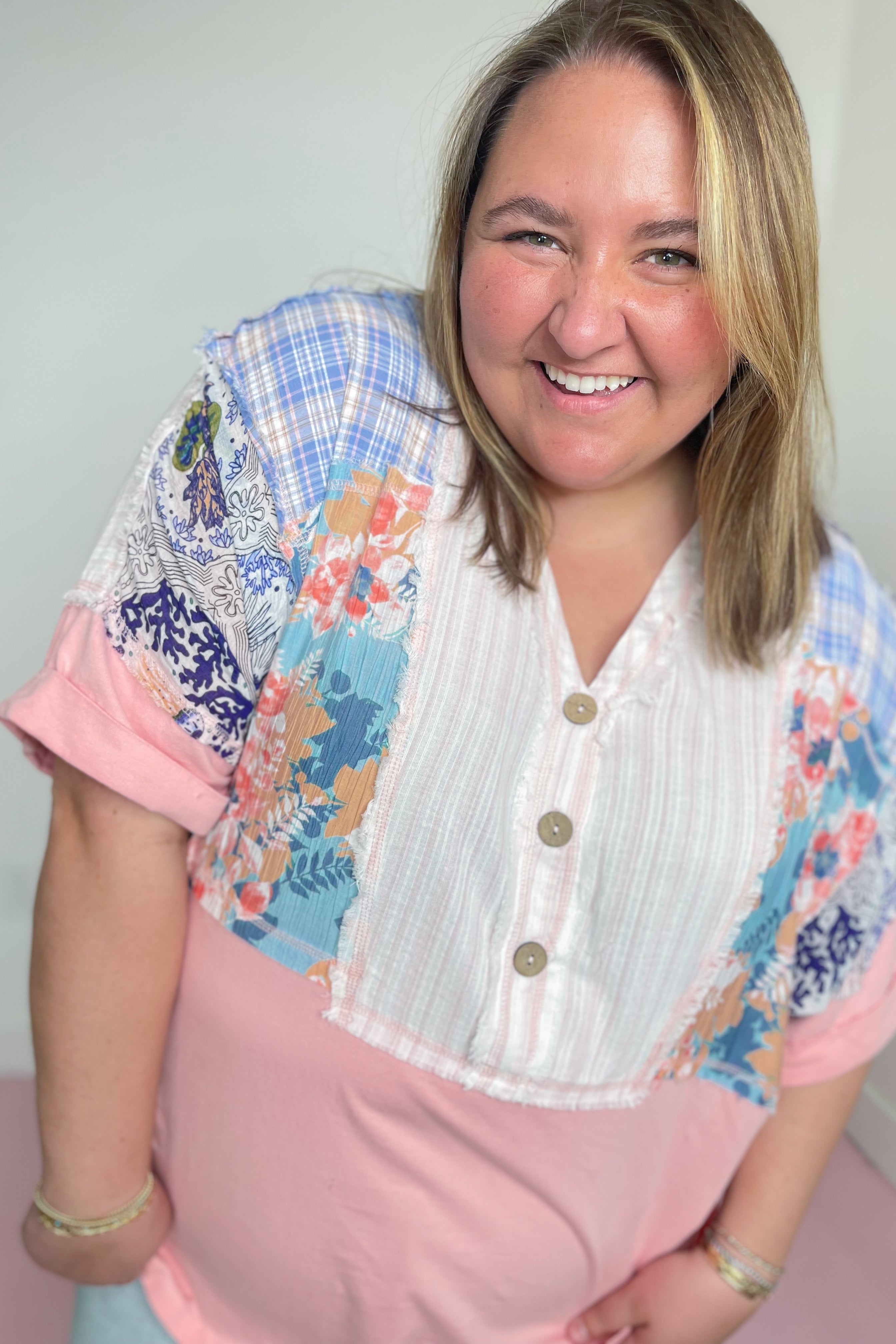 Taylor Patchwork Casual Top - Be You Boutique