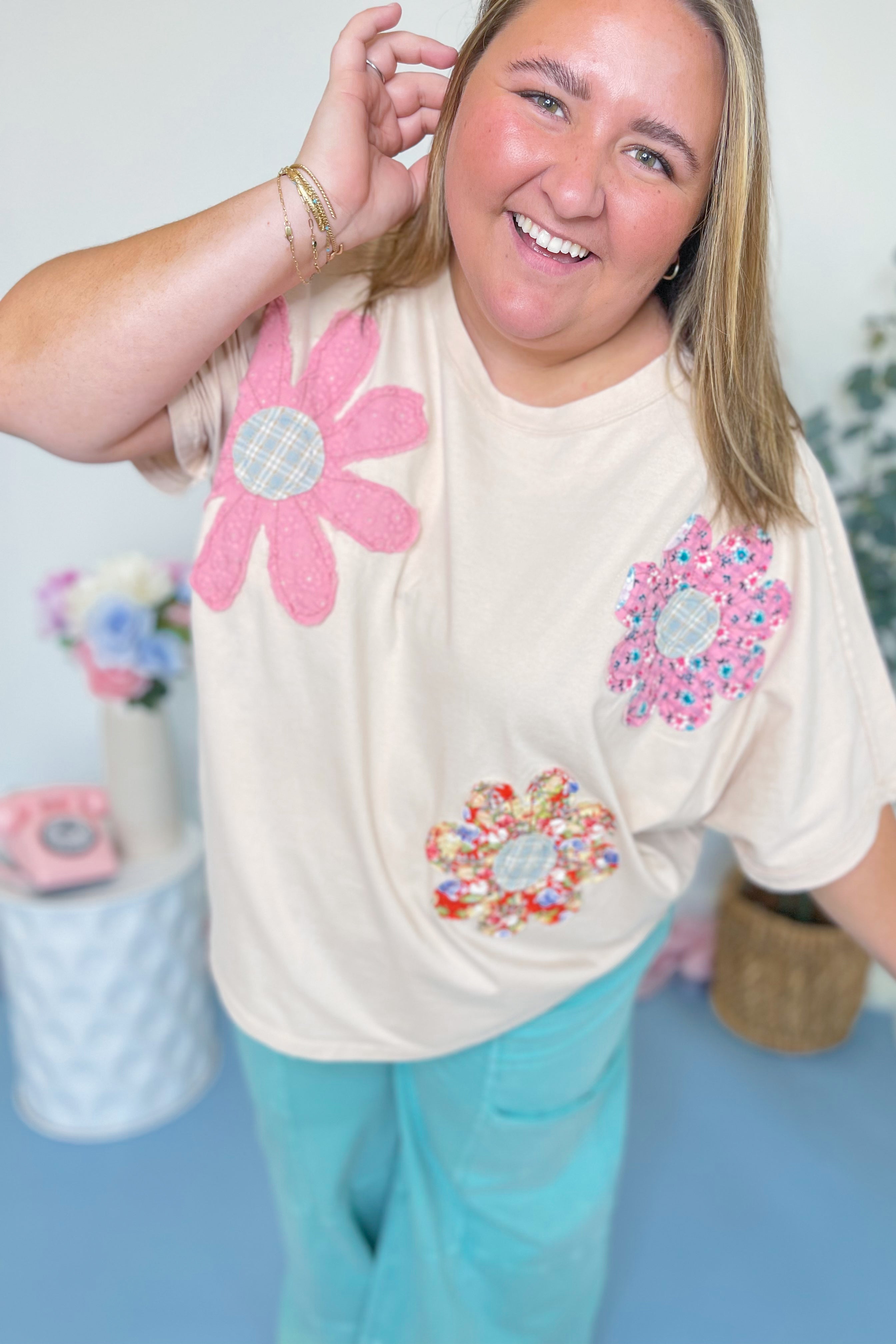Billie Flower Patch Mineral Washed Top - Be You Boutique