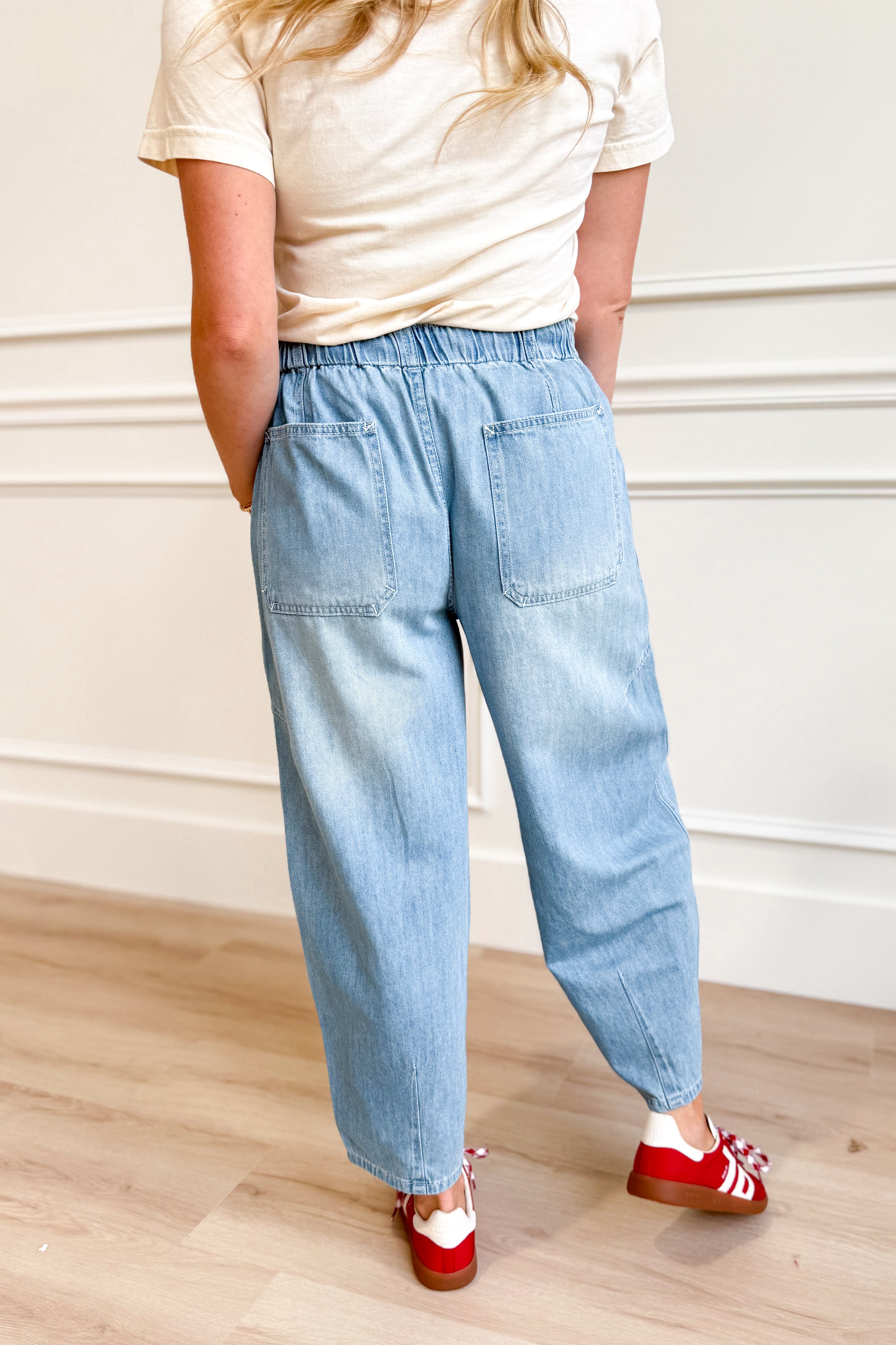 Corrine Denim Washed Barrel Pant - Be You Boutique