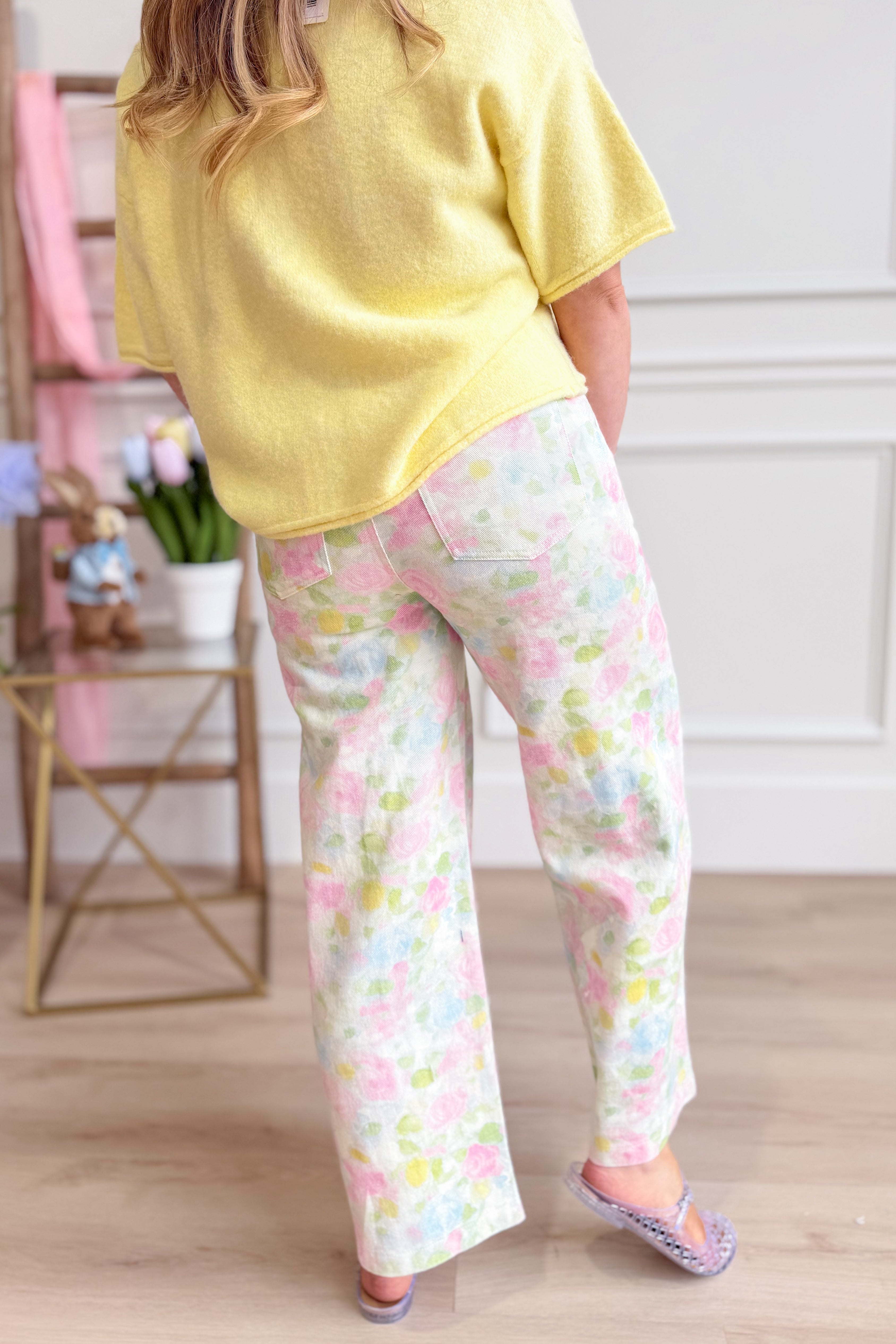 Lola Floral Water Color Printed Jean - Be You Boutique