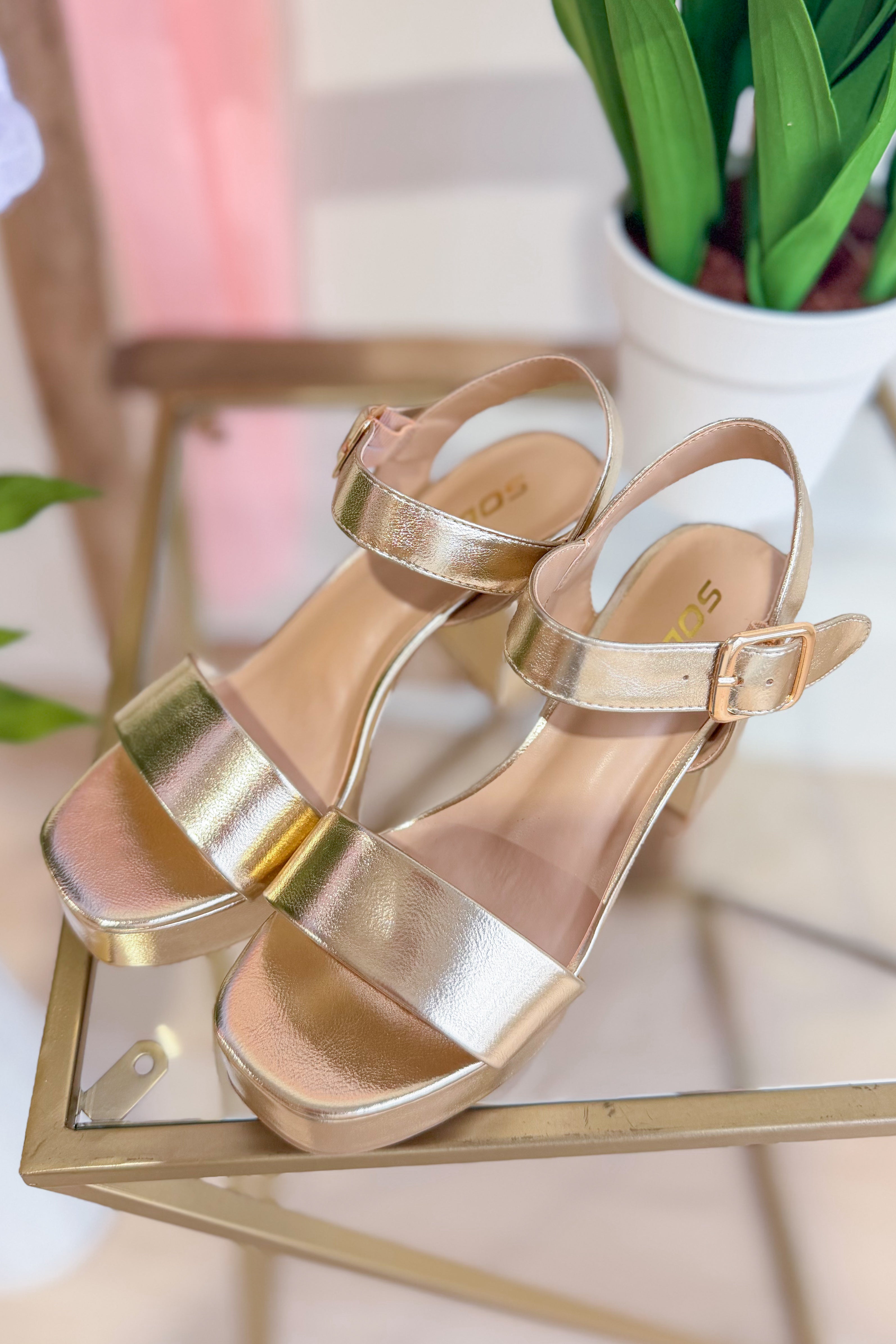 Macey Gold Matte Block Heel - Be You Boutique