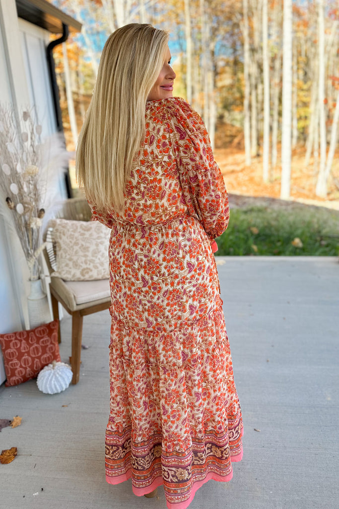 Mikey Print Lurex Chiffon Tie Waist Maxi Dress - Be You Boutique