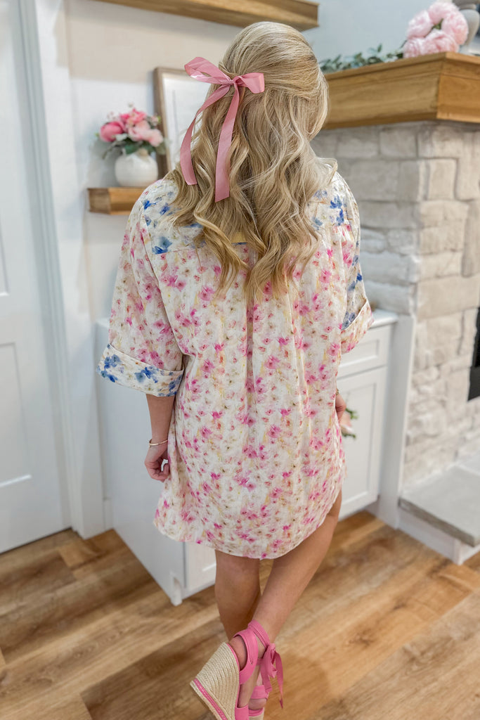 Jude Floral Print Button Up Collared Half Sleeve Dress - Be You Boutique