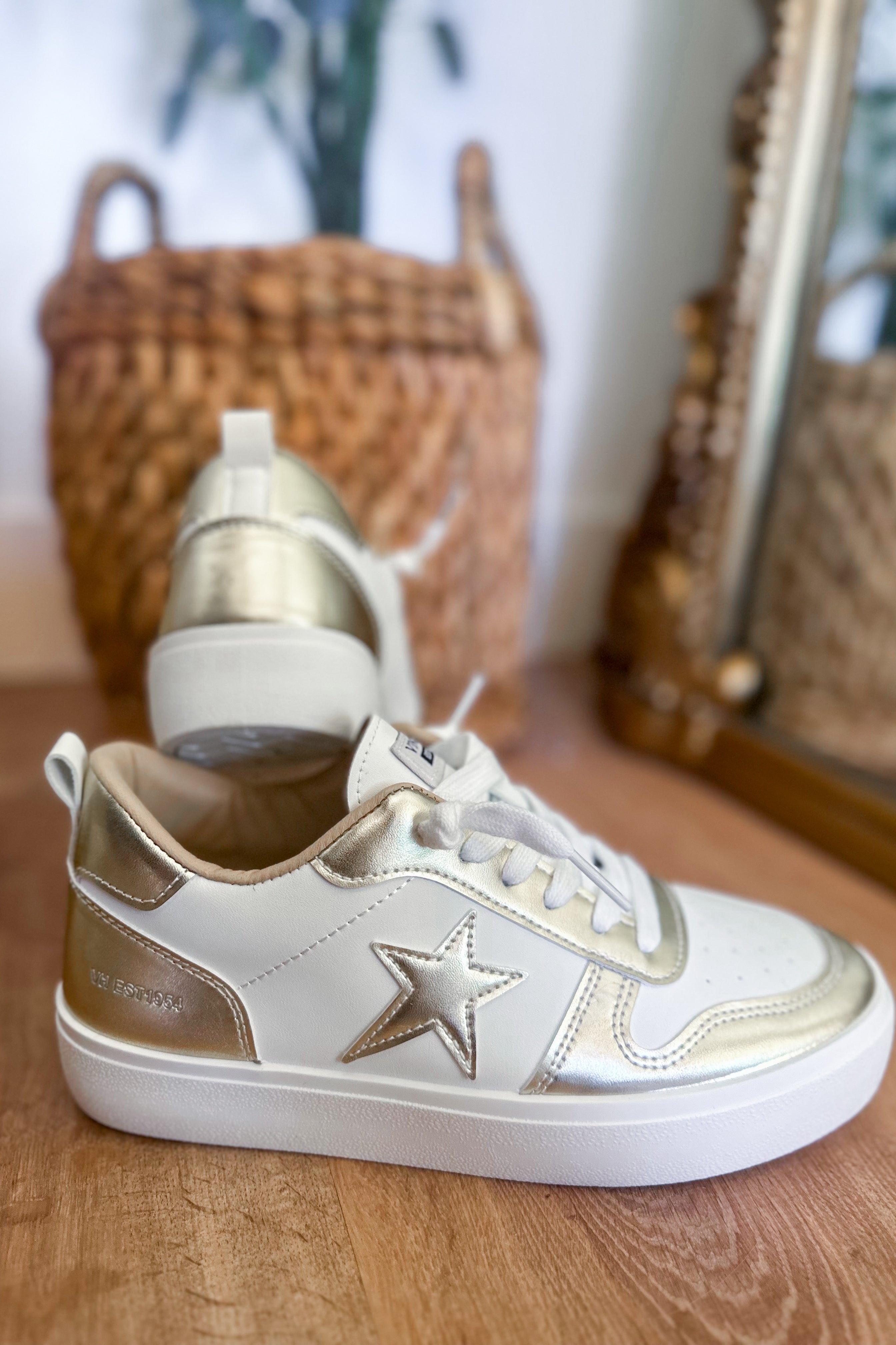 Vintage Havana Aura 3 Washed Gold Wedged Mid Top Sneaker - Be You Boutique