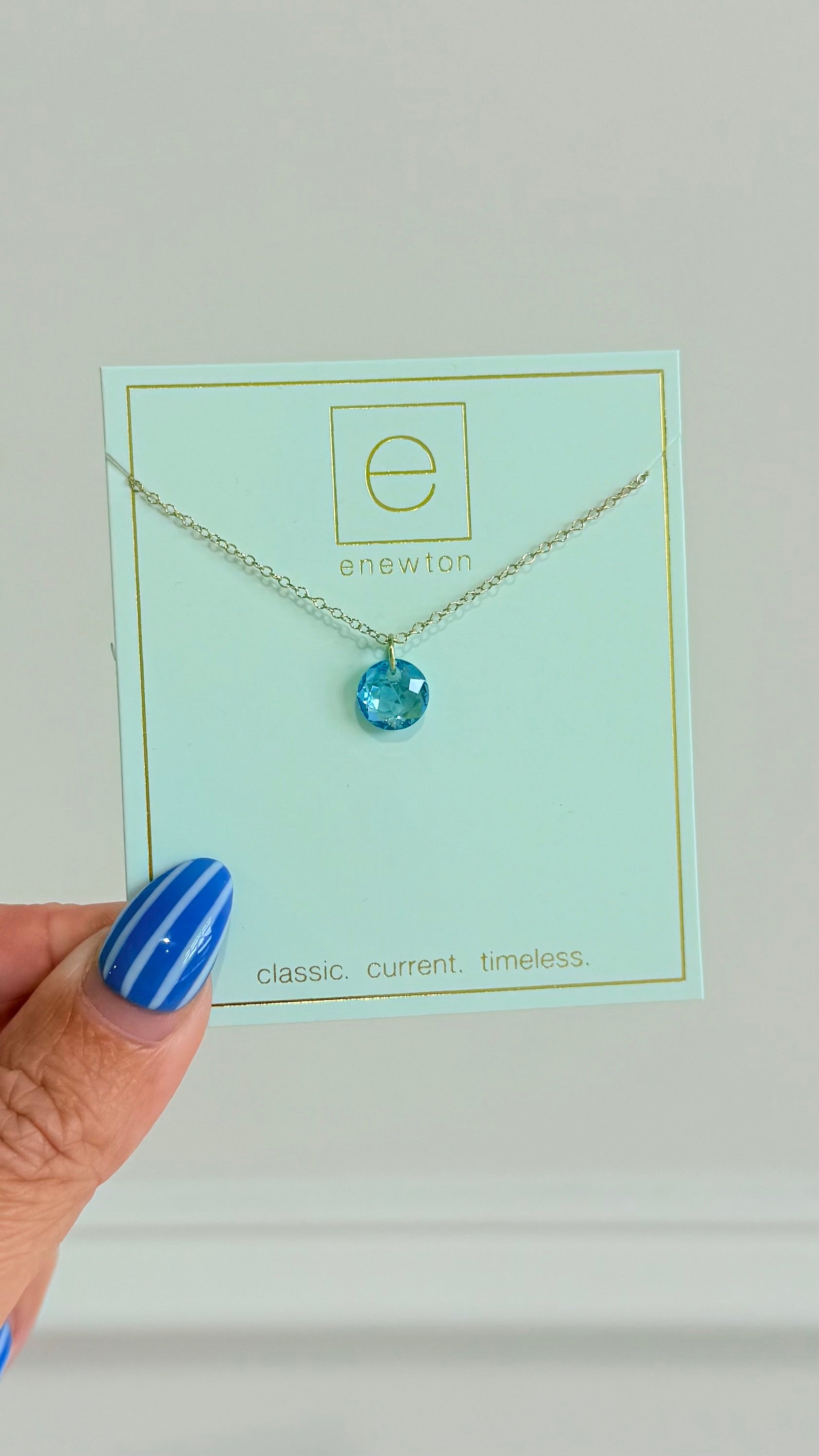 Enewton 16-inch classic birthstone necklace featuring a sparkling gemstone pendant on a delicate chain.