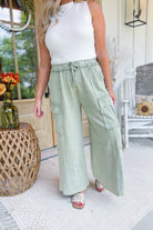 Mateo Mineral Washed Wide Leg Cargo Pants - Be You Boutique