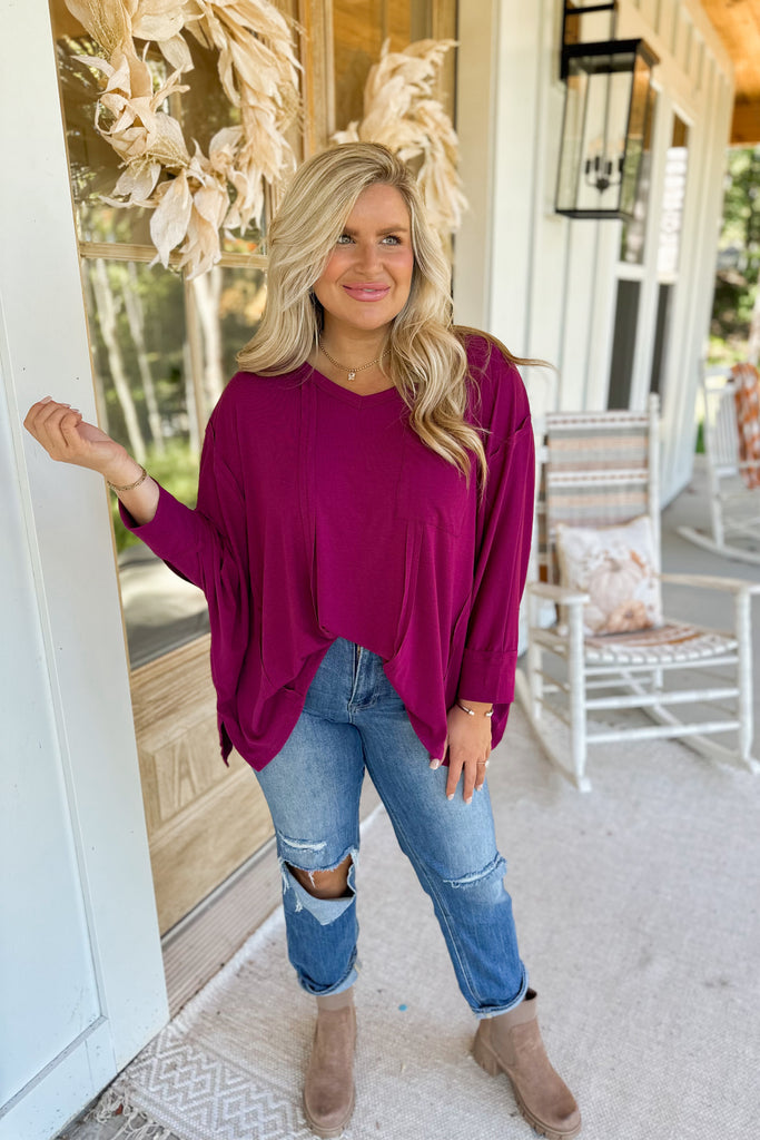 Sawyer Oversized 3 Quarter Sleeve Fun Poncho Knit Top - Be You Boutique