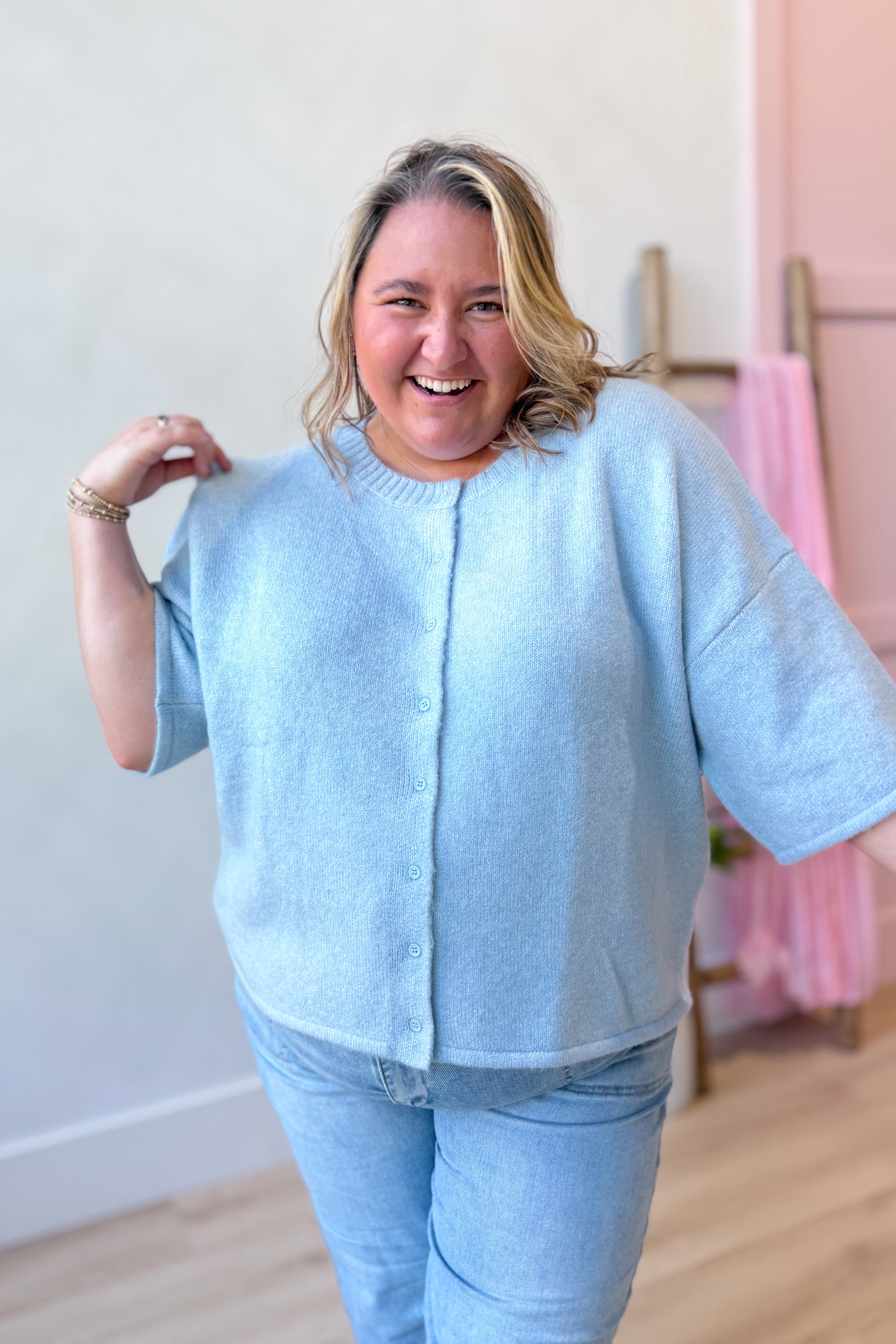 Baevly Lauren button-down cardigan top from the 131 Spring Sweaters collection, featuring a cozy, stylish sweater in soft fabric.