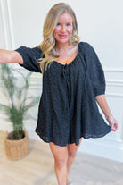 HYFVE Holly eyelet babydoll romper with delicate eyelet fabric and relaxed fit, perfect for casual summer wear.