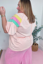 Miranda Color Mix Sleeve Cotton Jersey Knit Top - Be You Boutique