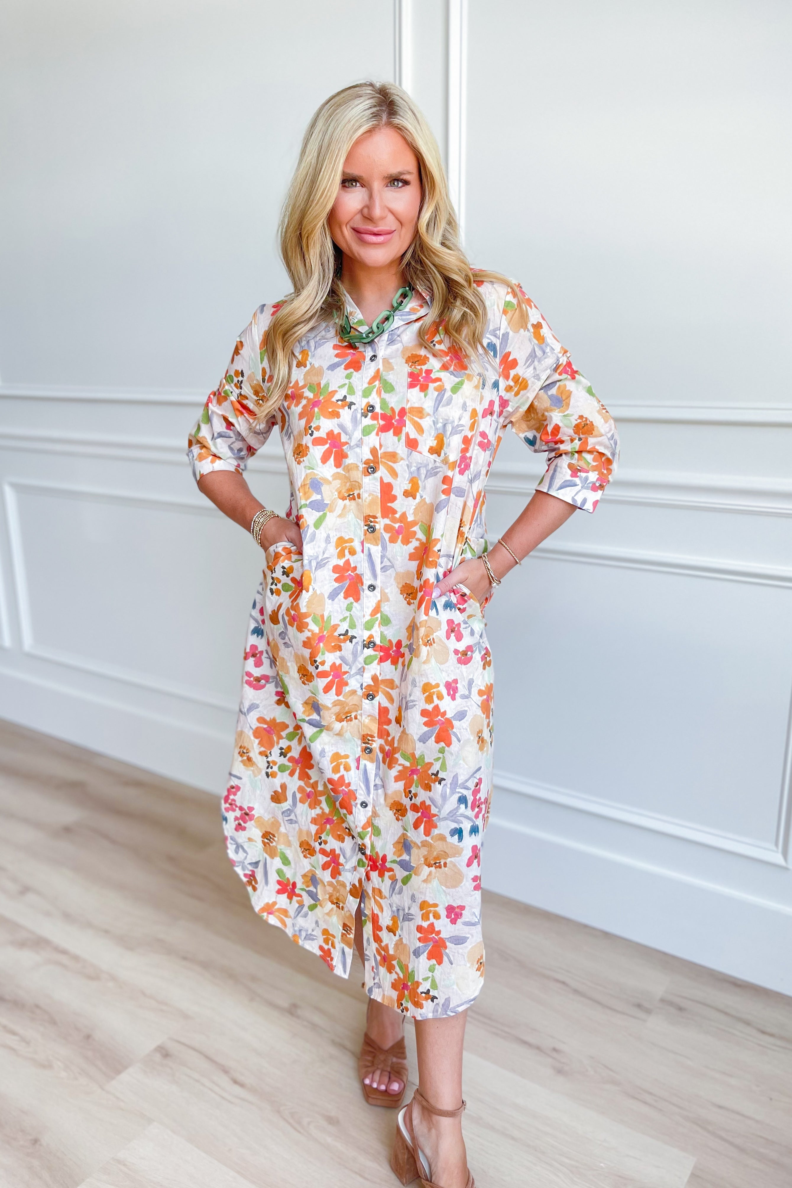 Lisa Multi Floral Button Down Dress - Be You Boutique