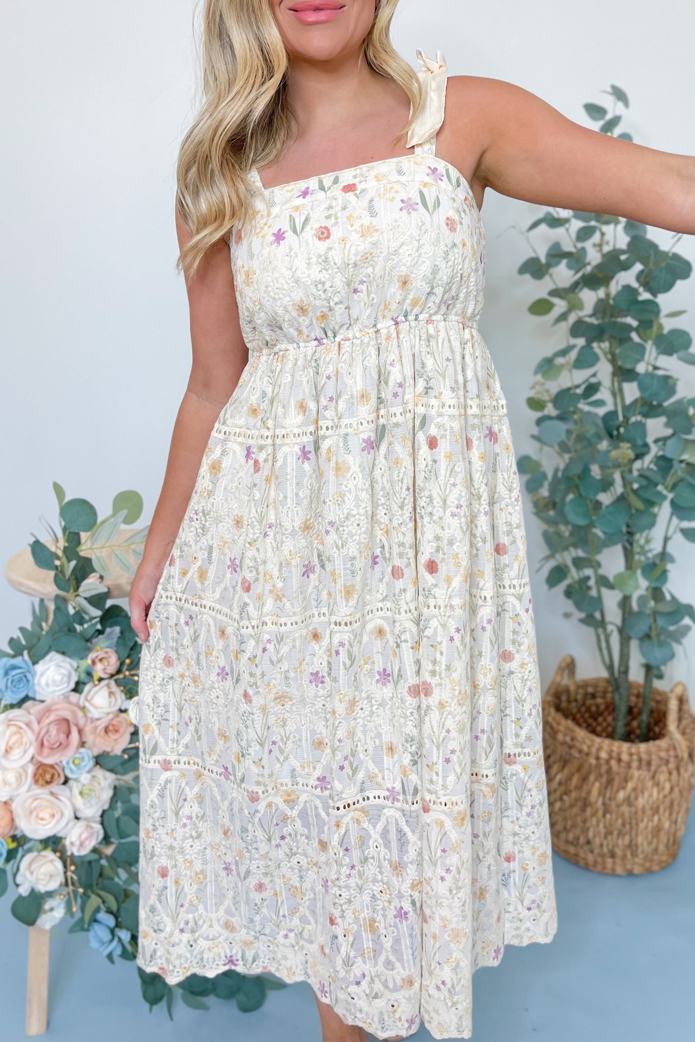 Sydney Eyelet Tiered Midi Dress - Be You Boutique