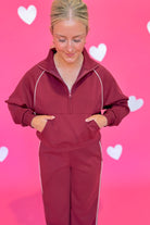 Livvy Half Zip Piping Detail Pant Set *FINAL SALE* - Be You Boutique