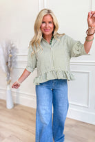 Alayna Striped Ruffle Trim Top - Be You Boutique