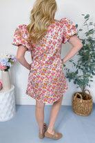 Cindy Floral Embroidered Puff Sleeve Dress - Be You Boutique