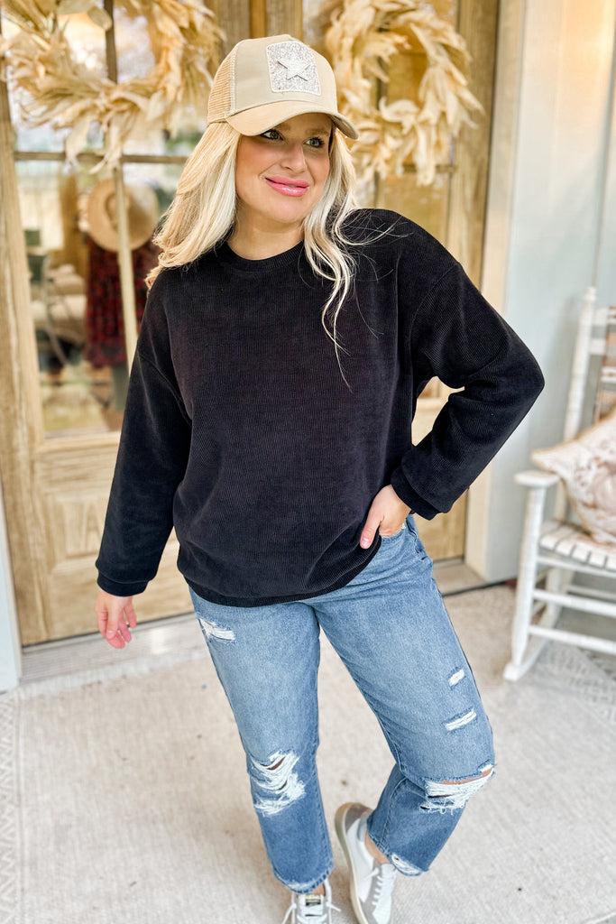 The Charlie Corded Crew Sweatshirt - Be You Boutique