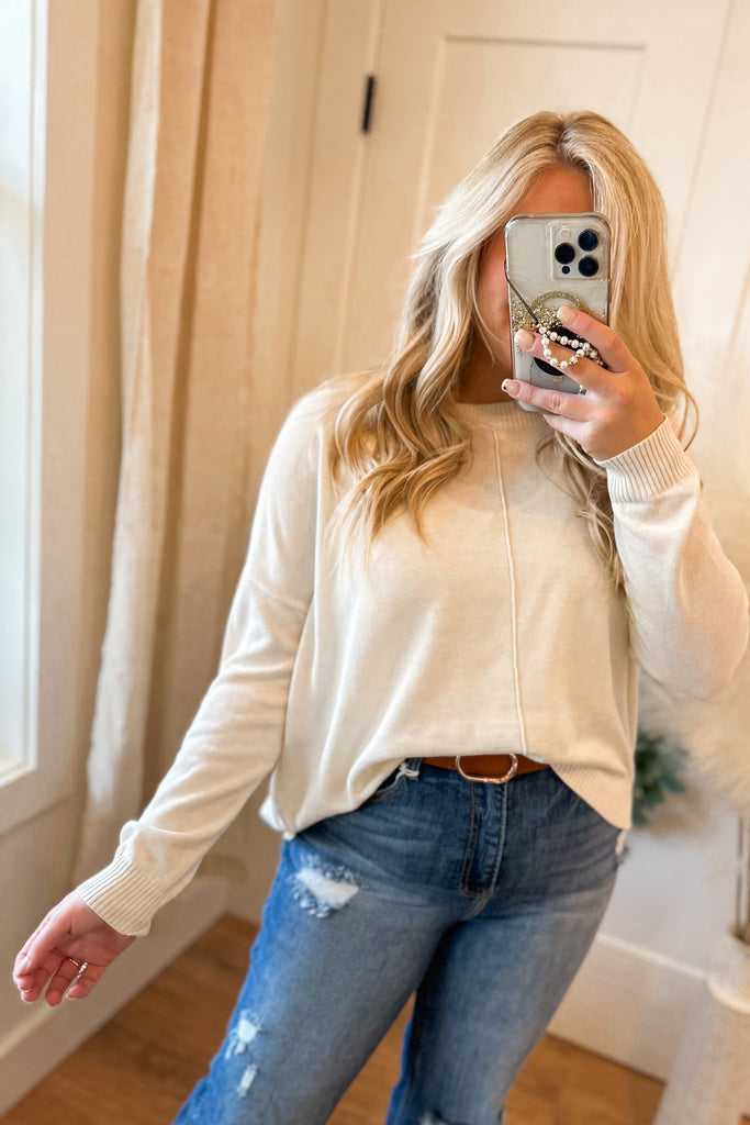 Eleanor Long Sleeve Extended Shoulder Sweater - Be You Boutique