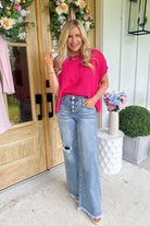 Risen Presley Mid Rise Wide Leg Button Down Denim Jeans - Be You Boutique