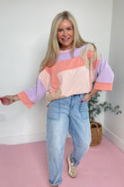 Hannah Flower Patch Color Block Top - Be You Boutique