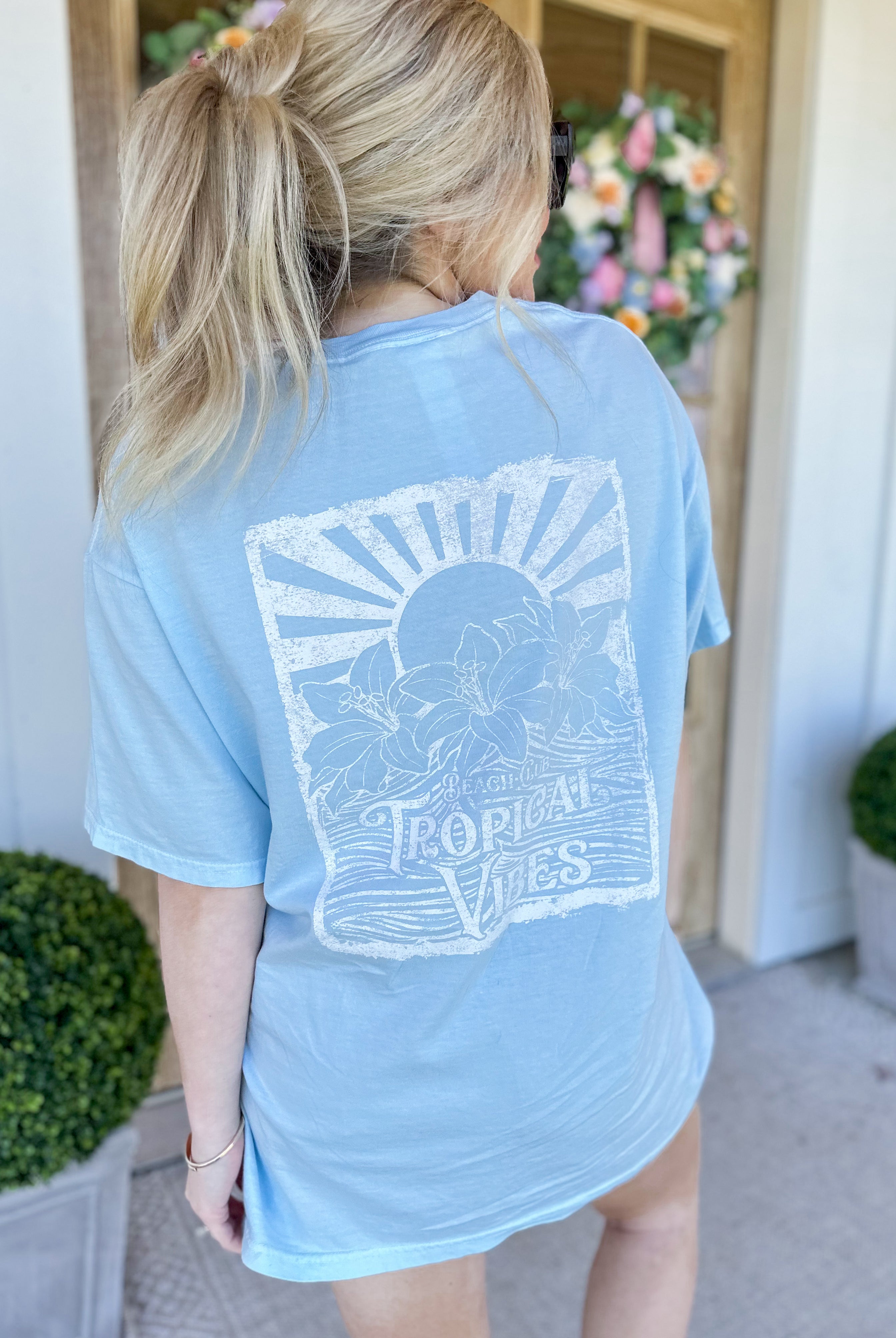Tropical Vibes Vintage Oversized Short Sleeve Graphic Tee - Be You Boutique