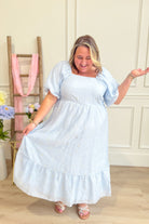 Pamela Blue Embroidered Dotted Dress - Be You Boutique