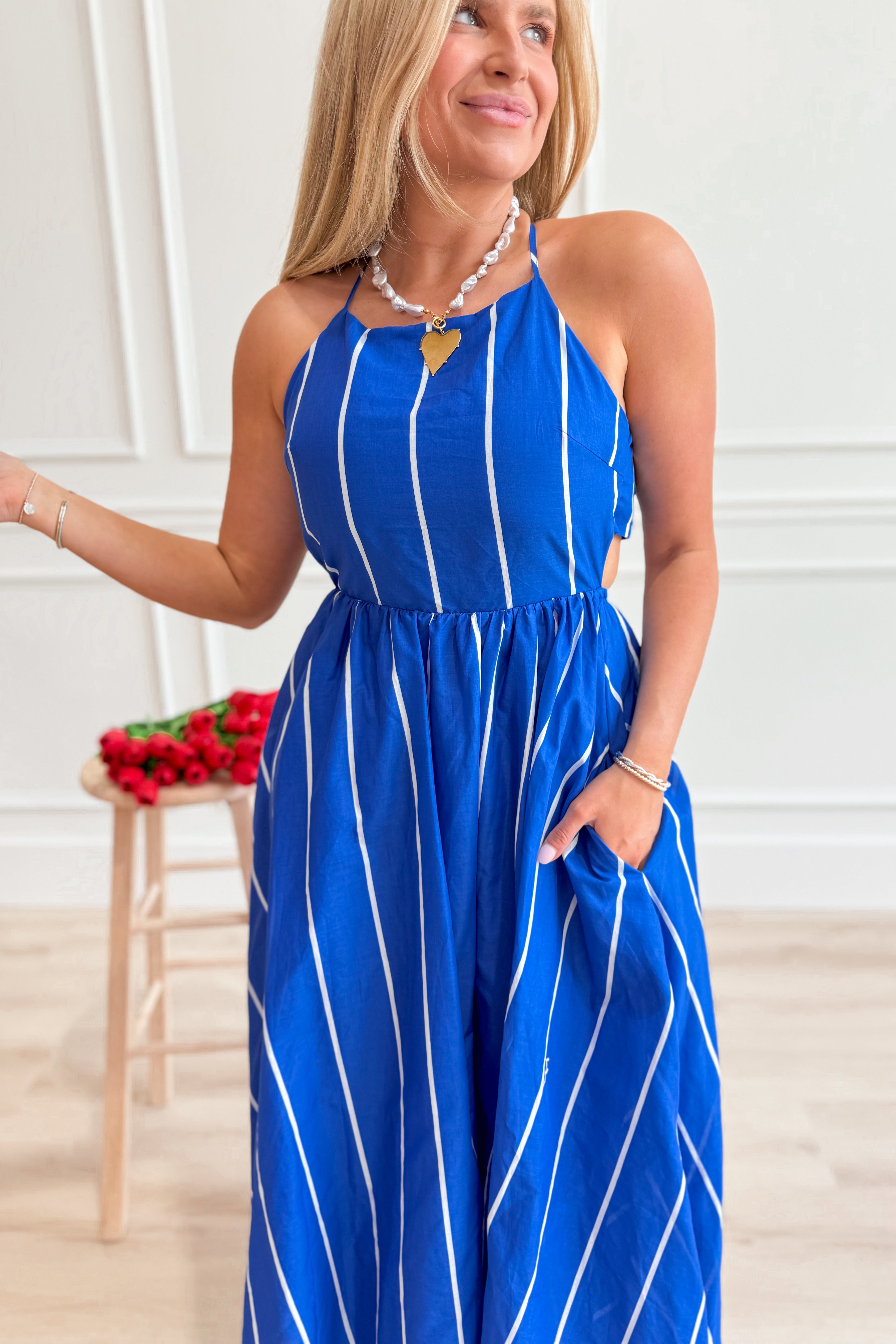 Candace Striped Square Neck Dress - Be You Boutique