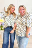 Eleanor Striped Contrasted Trim Floral Top - Be You Boutique