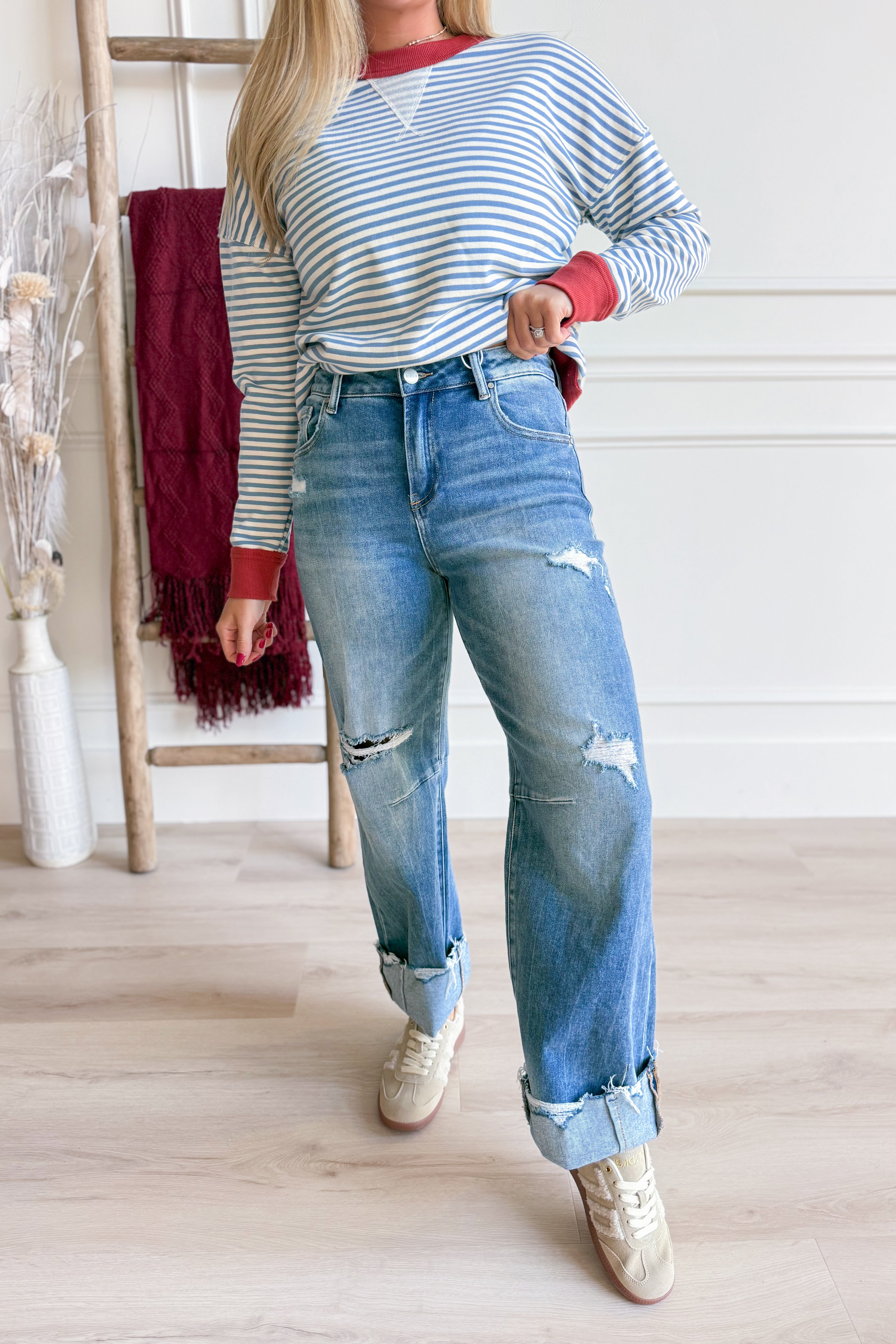 Risen Carter Mid Rise Baggy Wide Leg Jeans [0-3X] - Be You Boutique