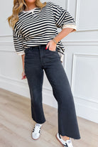 Vervet Xavier high rise wide leg core jeans in denim, showcasing the relaxed fit and classic wide leg style.