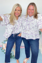 Melissa Floral Solid Trim Top - Be You Boutique