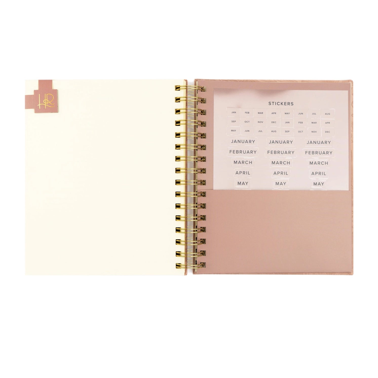 Undated 12-month planner from HOSANNA REVIVAL featuring a stylish cover, designed for organizing schedules and notes.