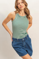 HYFVE Rhonda striped sleeveless tank top with a fitted design and bold horizontal stripes, perfect for casual summer wear.