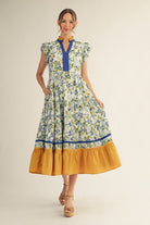 JODIFL Kendall Royal Ruffled Cap Sleeves Dress in elegant fabric, featuring ruffled details and a classic dressy style.