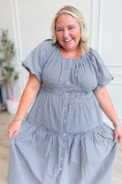 Baevely Tyler gingham printed smocked waist dress, 125 dressy dress with a fitted bodice and classic gingham pattern.