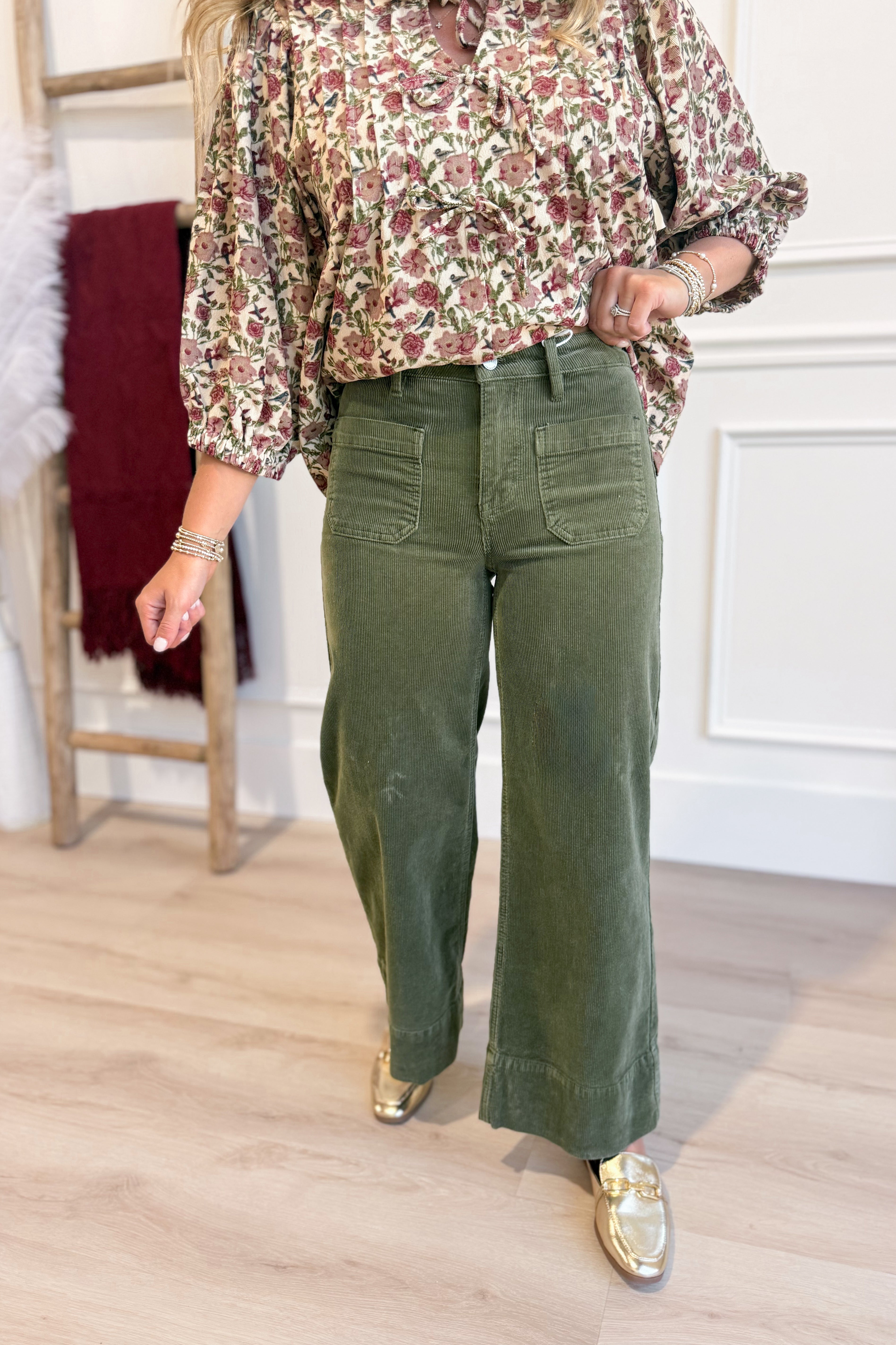Risen Chris High Rise Crop Wide Patch Pocket Corduroy Pant - Be You Boutique