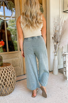 Rachel Washed Terry Knit Wide Leg Pant Bottom - Be You Boutique