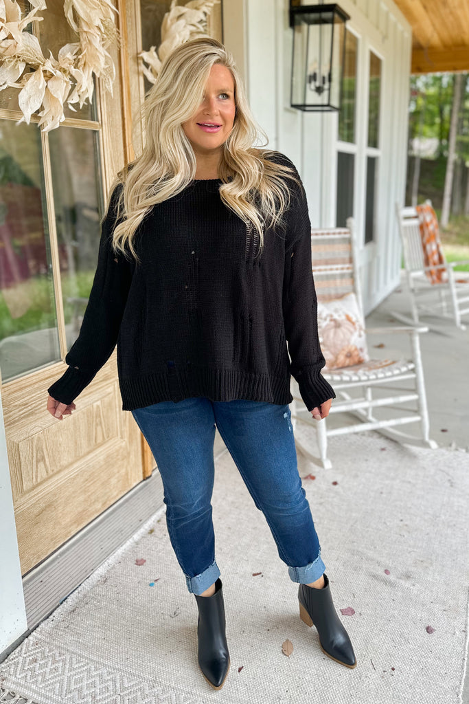 Ayden Distressed Loose Fit Long Sleeve Top - Be You Boutique
