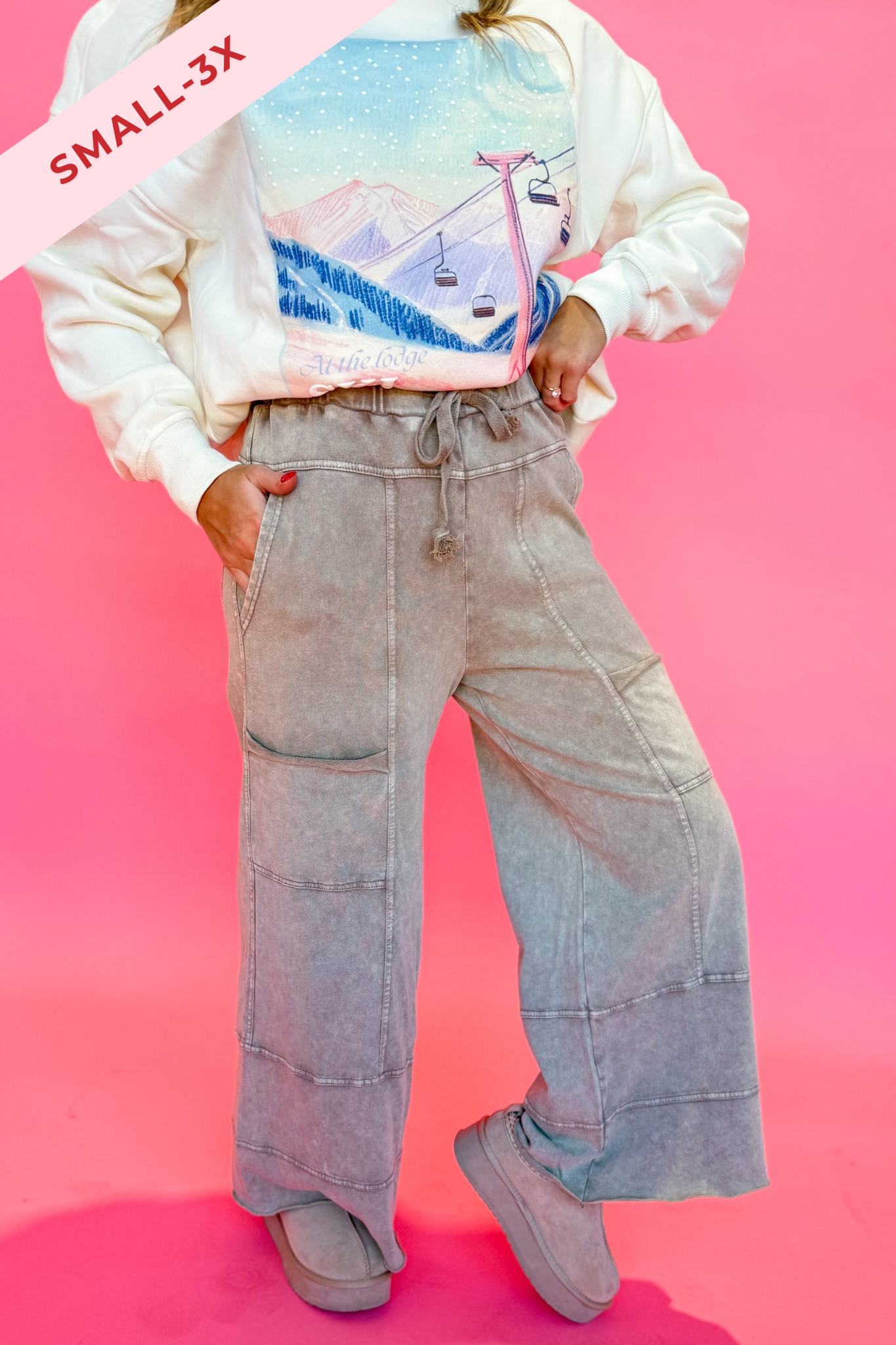 Bradley Mineral Washed Terry Knit Wide Leg Pants [S~3X] - Be You Boutique