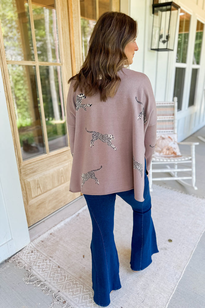 Lola Mock Neck Long Sleeve Animal Print Sweater - Be You Boutique