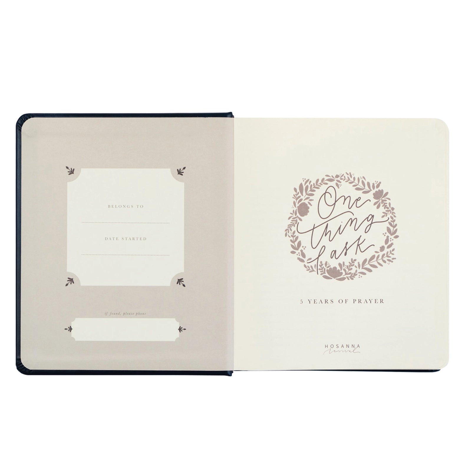 HOSANNA REVIVAL prayer journal titled "One Thing I Ask" with elegant cover design, part of 218 other accessories collection.