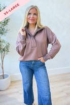 Samme Snap Collar Mock Neck Pullover - Be You Boutique